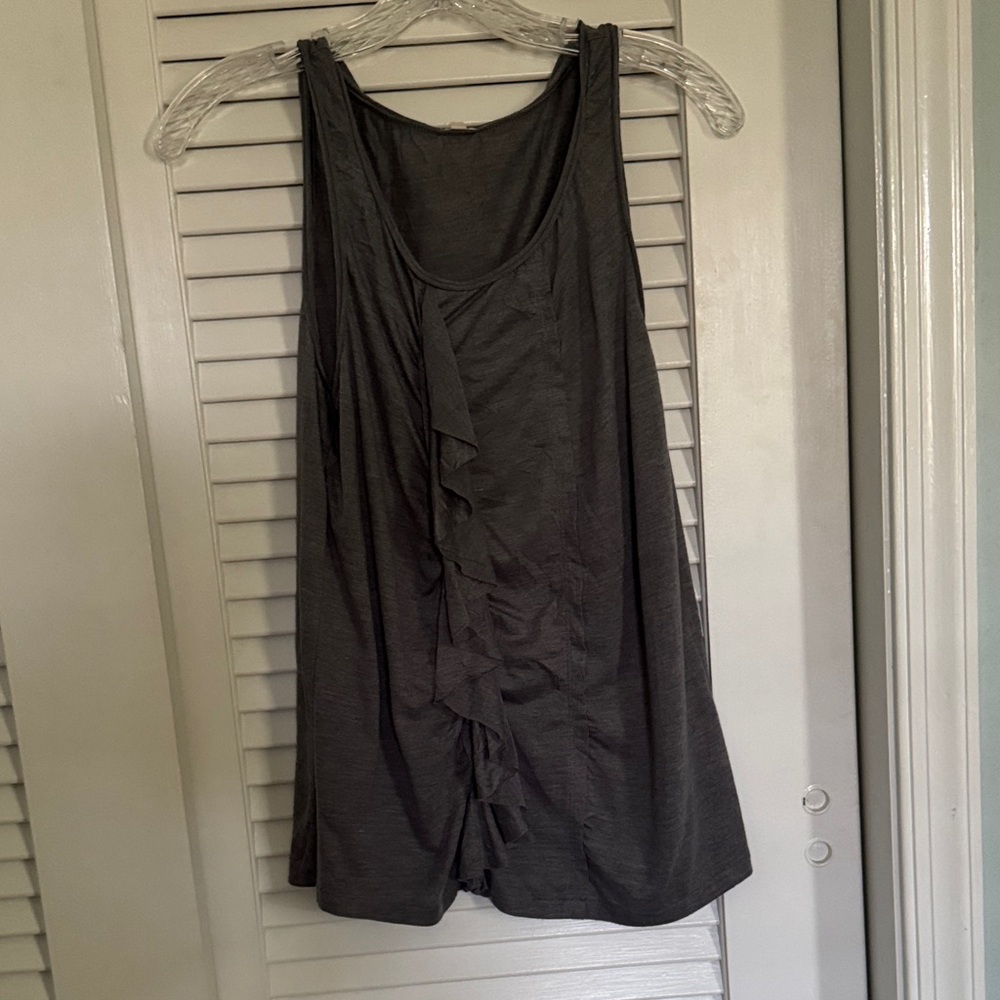 J. Crew Charcoal Ruffle Tank Top